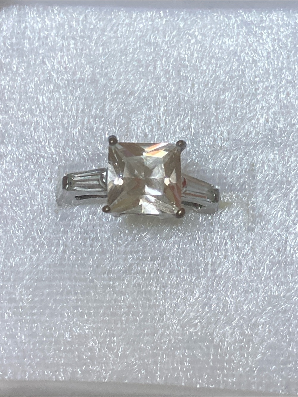 Square-Cut Clear Crystal Ring in Silver Tone - Women's Jewelry